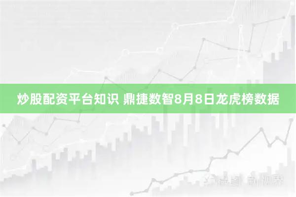 炒股配资平台知识 鼎捷数智8月8日龙虎榜数据